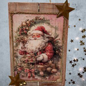 Santa wood hanging decor